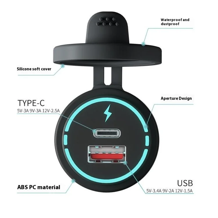 Wupp ZH-1786B2 Qc3.0 Carregador Usb+tipo-c Com Tampa de Silicone e Cabo de 60 cm