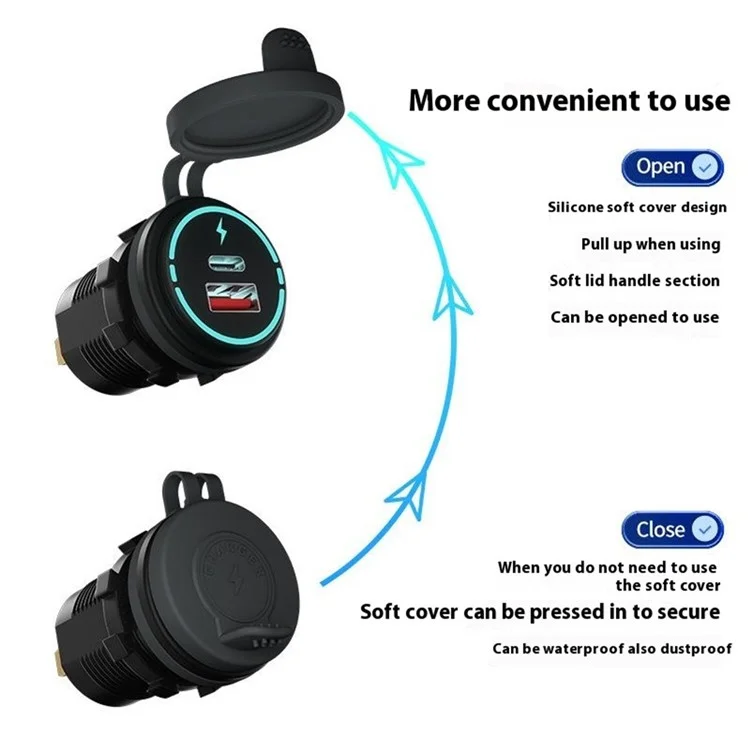 Wupp ZH-1786B2 Qc3.0 Carregador Usb+tipo-c Com Tampa de Silicone e Cabo de 60 cm