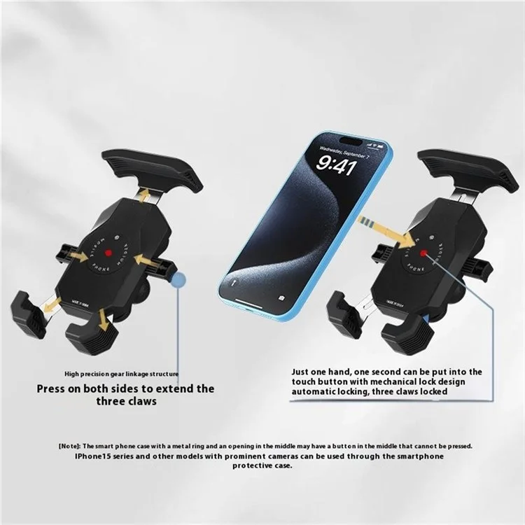 WUPP CS-051A2 Motorcycle Phone Holder Mirror Mount Anti-Shock Phone Bracket