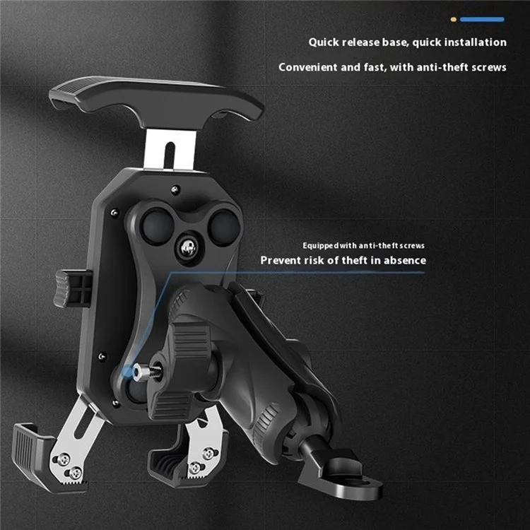 WUPP CS-051A2 Motorcycle Phone Holder Mirror Mount Anti-Shock Phone Bracket