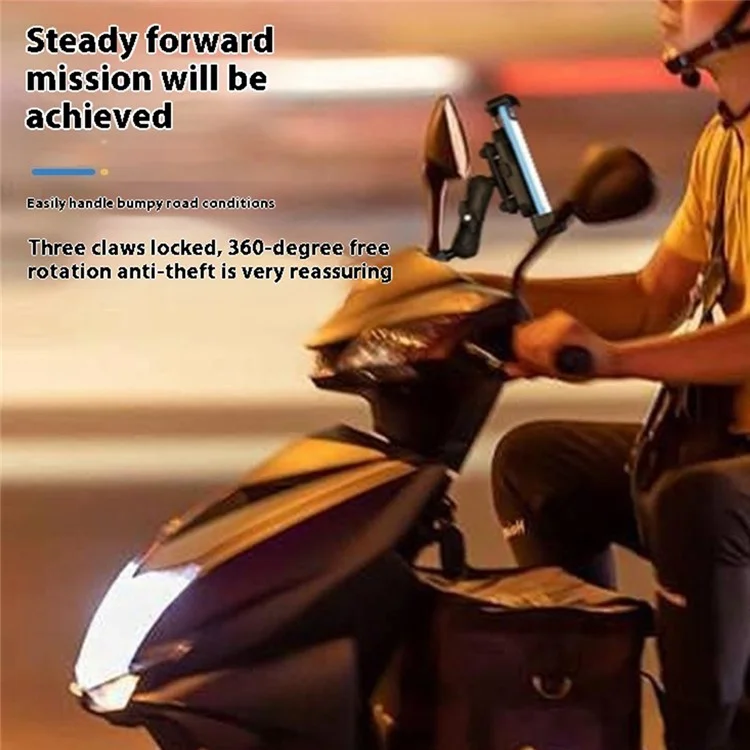 WUPP CS-051A2 Motorcycle Phone Holder Mirror Mount Anti-Shock Phone Bracket