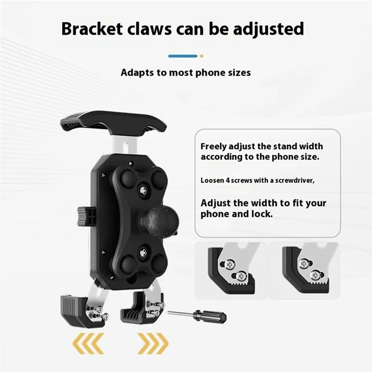 Wupp CS-051A1 Motorcycle Phone Phone Grodbar Mount Mount Bracket Pour Téléphones de 4 à 7 Pouces