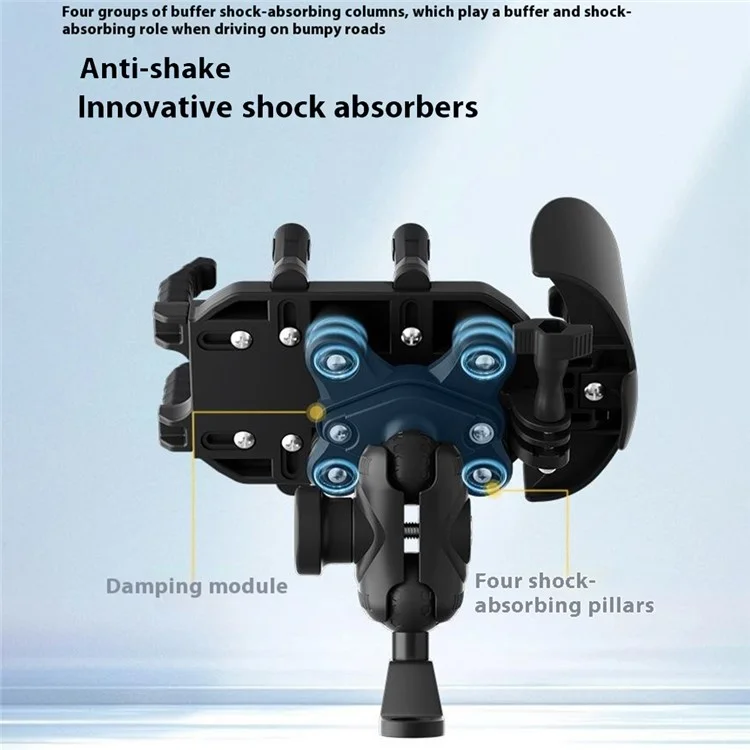 WUPP CS-2056B1 Motorcycle Phone Holder Rearview Mirror Mount Anti-Shock Phone Bracket