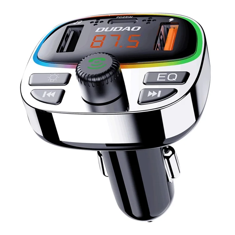 DUDAO R2Pro+ Farbiges Licht Bluetooth Freisprecheinrichtung Auto-Kit MP3-Player PD Typ-C + Dual-USB-Autoladegerät