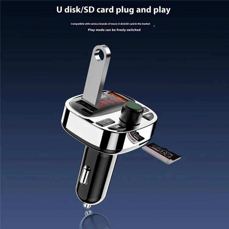 DUDAO R2Pro+ Farbiges Licht Bluetooth Freisprecheinrichtung Auto-Kit MP3-Player PD Typ-C + Dual-USB-Autoladegerät