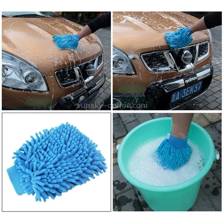 Microfiber Gloves for Cleaning Car Double-Sided Chenille Microfiber Glove Antistatic Cleaning Cloth Dust Removal Cleaning Gloves (Random Color)