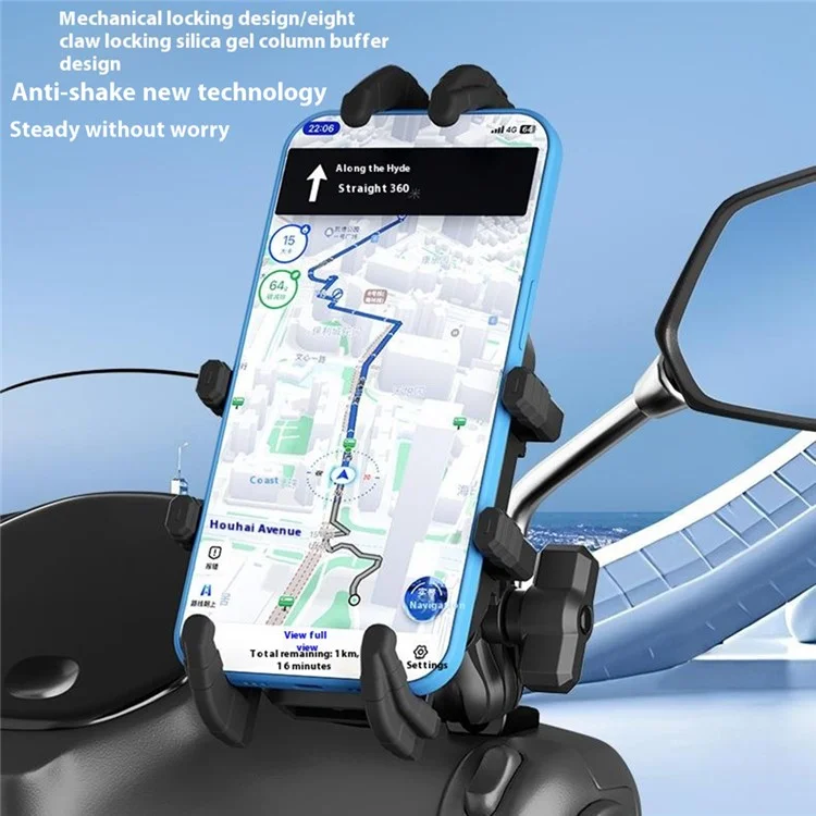 Suporte de celular anti-roubo para espelho retrovisor de motocicleta WUPP CS-2072B1