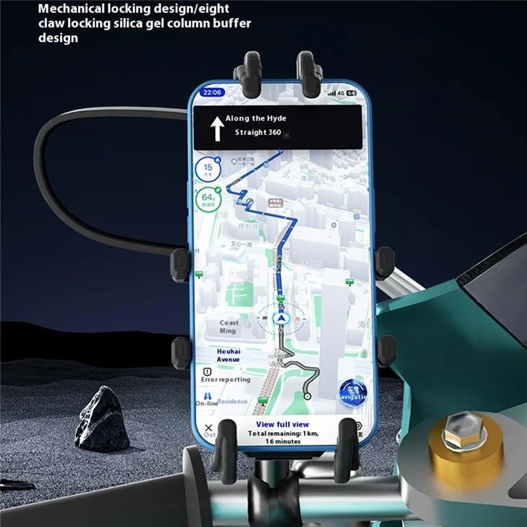 Support de téléphone moto WUPP CS-2072C1 avec tête rotative à boule M10 et système anti-vol