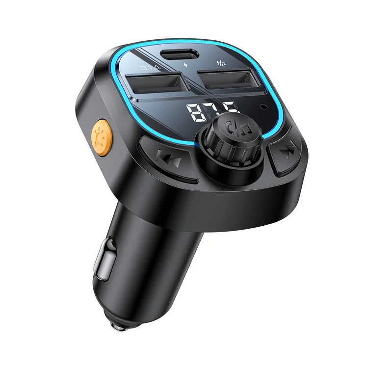YESIDO Y70 Bluetooth-compatible 5.3 FM Transmitter Car Charger Hands Free Calling MP3 Player