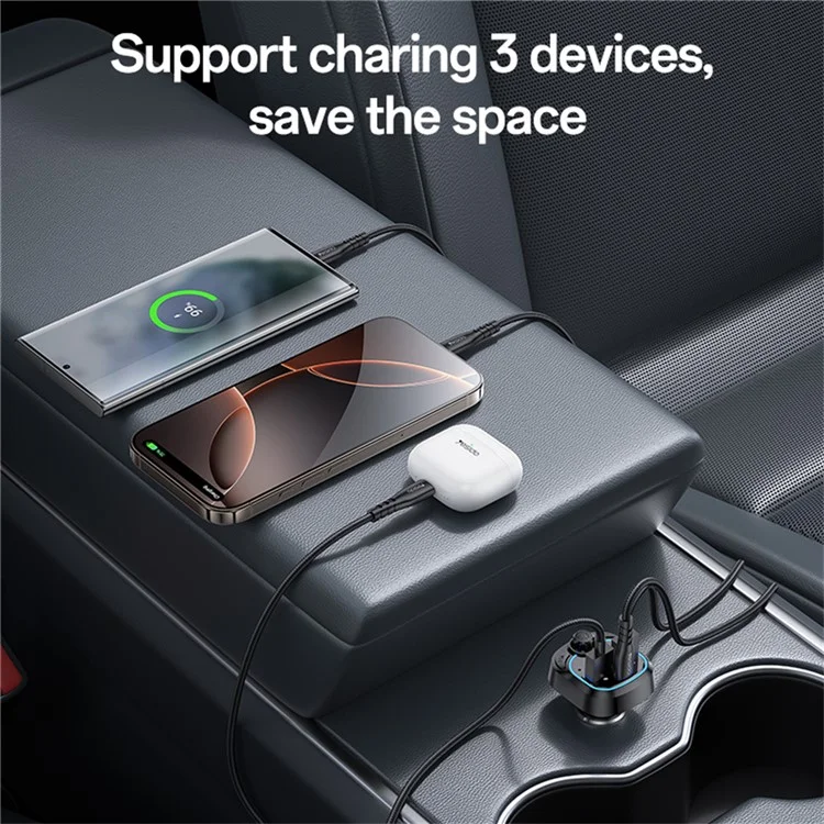 YESIDO Y70 Bluetooth-compatible 5.3 FM Transmitter Car Charger Hands Free Calling MP3 Player