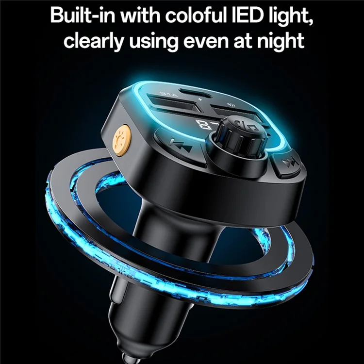 YESIDO Y70 Bluetooth-compatible 5.3 FM Transmitter Car Charger Hands Free Calling MP3 Player