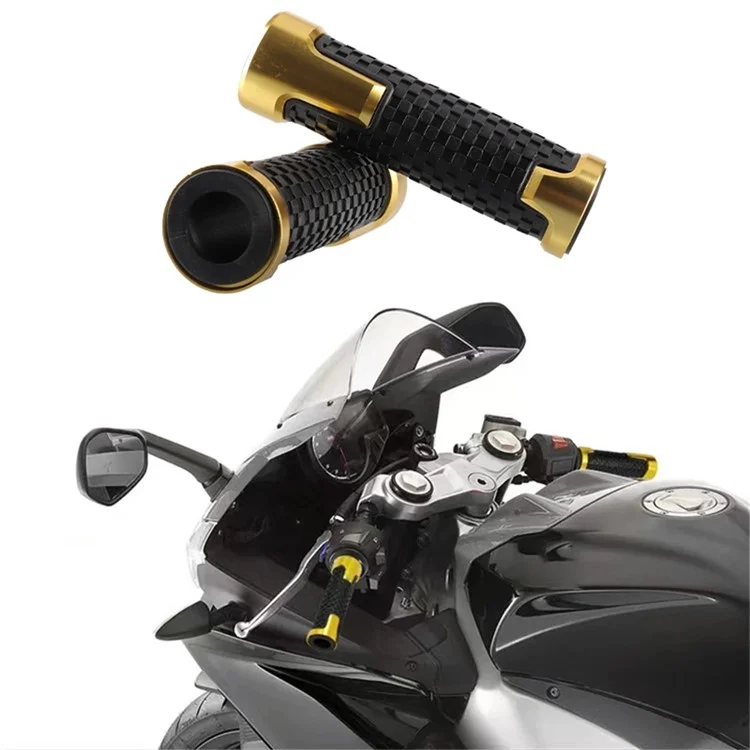 1 Pair Motorcycle Handlebar Grips Aluminum Alloy Rubber Motorbike Anti-Slip Handlebar Cover - Silver