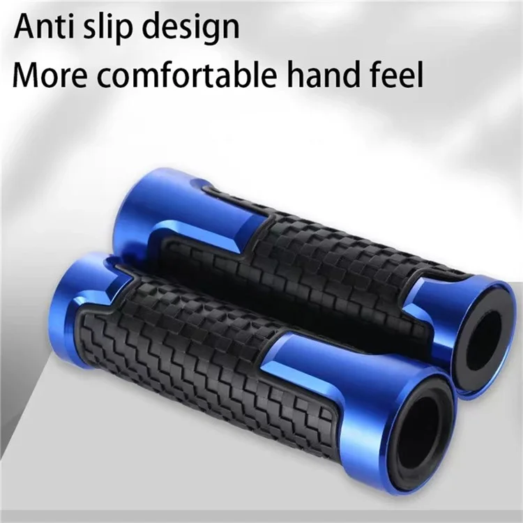 1 Pair Motorcycle Handlebar Grips Aluminum Alloy Rubber Motorbike Anti-Slip Handlebar Cover - Silver