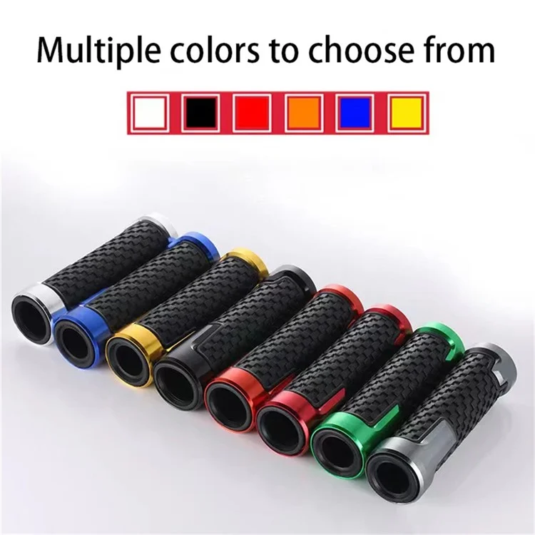 1 Pair Motorcycle Handlebar Grips Aluminum Alloy Rubber Motorbike Anti-Slip Handlebar Cover - Silver