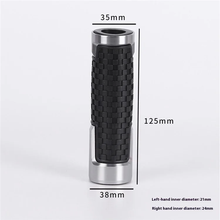 1 Pair Motorcycle Handlebar Grips Aluminum Alloy Rubber Motorbike Anti-Slip Handlebar Cover - Silver