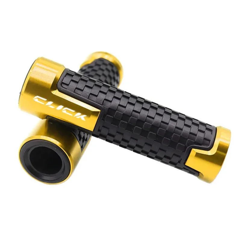 1 Pair Motorcycle Handlebar Grips Aluminum Alloy Rubber Motorbike Anti-slip Handlebar Cover - Gold