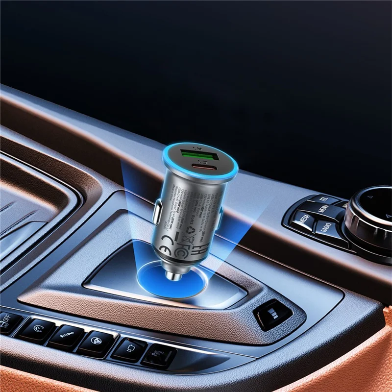 ACEFAST B15 65W Metall-Autoladegerät Dual-Port USB-A + USB-C Schnellladung Kfz-Ladegerät Zigarettenanzünder