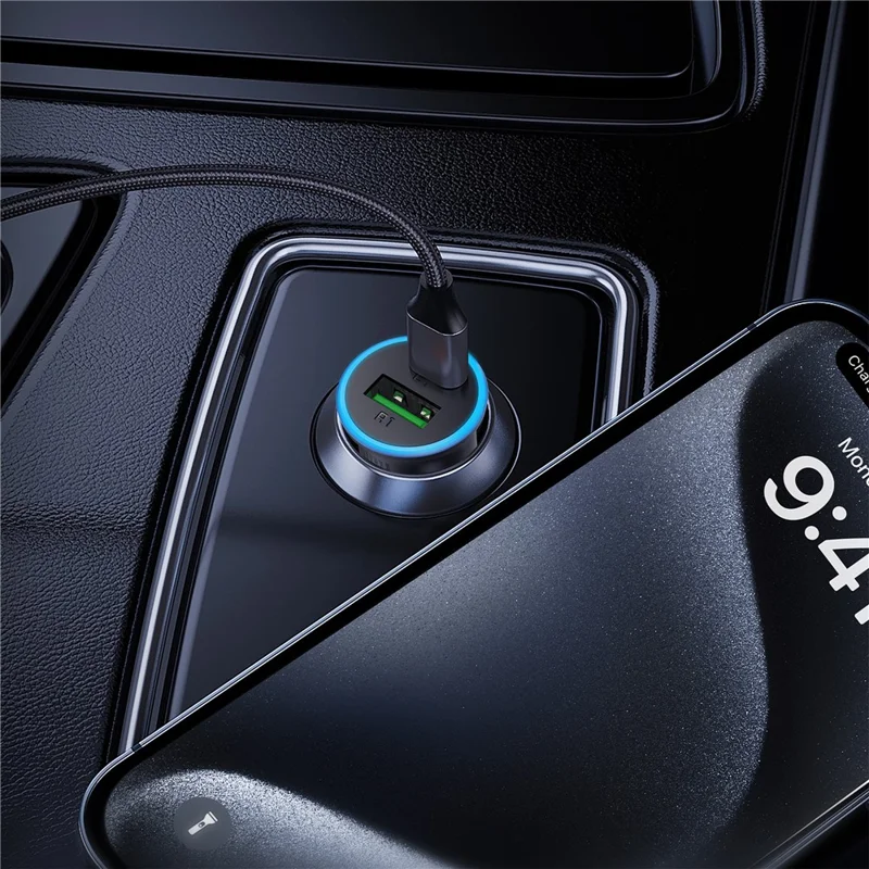 ACEFAST B15 65W Metall-Autoladegerät Dual-Port USB-A + USB-C Schnellladung Kfz-Ladegerät Zigarettenanzünder