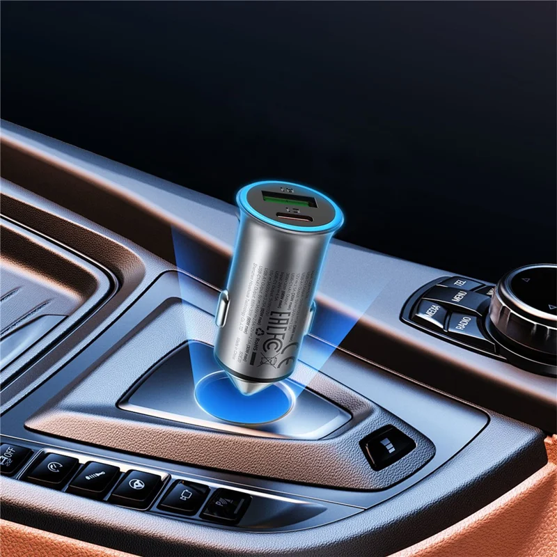Cargador de coche ACEFAST B16 de 95W con puerto dual USB-A + USB-C, adaptador de carga rápida para mechero