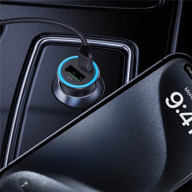 Cargador de coche ACEFAST B16 de 95W con puerto dual USB-A + USB-C, adaptador de carga rápida para mechero