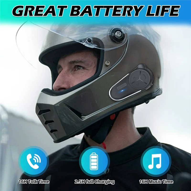 BT-S5 Intercomunicador Bluetooth para Motocicleta de 2 Piezas, Rango de 3000m para 10 Riders, Audio Multitarea con Cancelación de Ruido