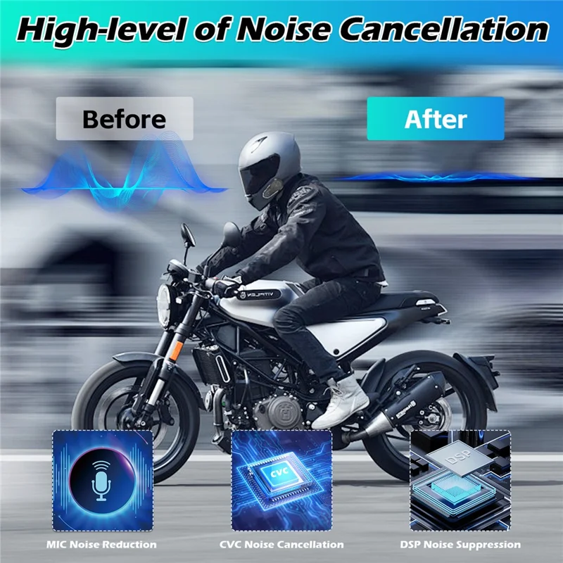 BT-S5 Intercomunicador Bluetooth para Motocicleta de 2 Piezas, Rango de 3000m para 10 Riders, Audio Multitarea con Cancelación de Ruido