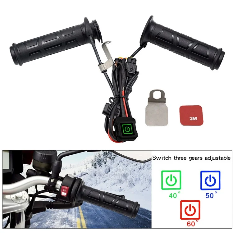 WUPP ZH-983B6 1 paire de poignées chauffantes électriques d'hiver pour moto 12V 3 niveaux de température réglables