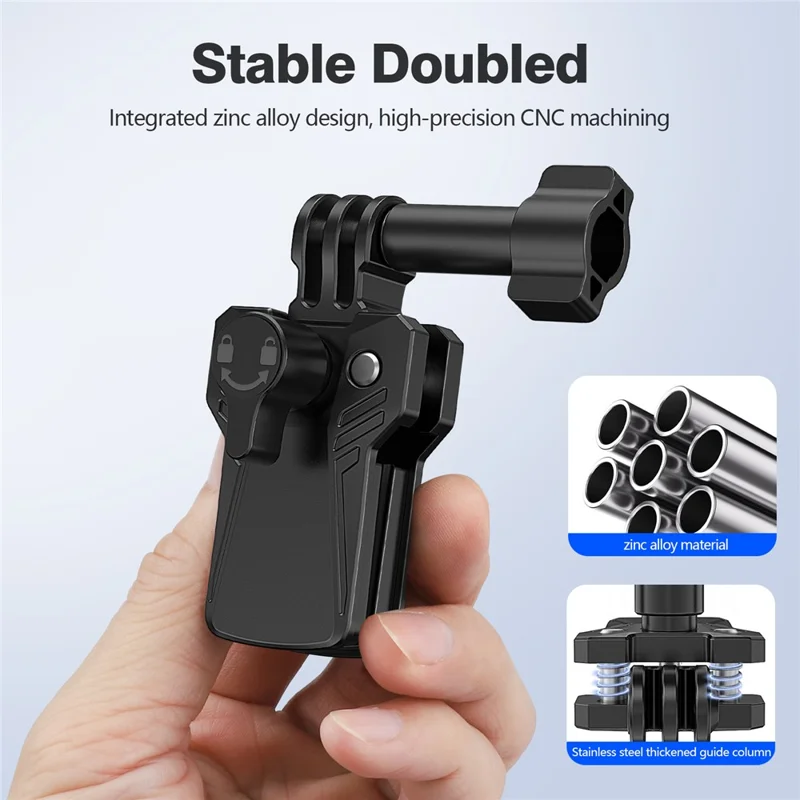 For GoPro Action Camera Motorcycle Windshield Clamp Mount 180 Degree Adjustable Zinc Alloy Camera Holder - Black