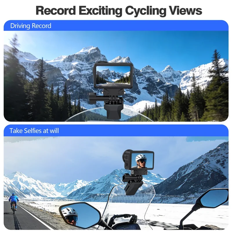 For GoPro Action Camera Motorcycle Windshield Clamp Mount 180 Degree Adjustable Zinc Alloy Camera Holder - Black