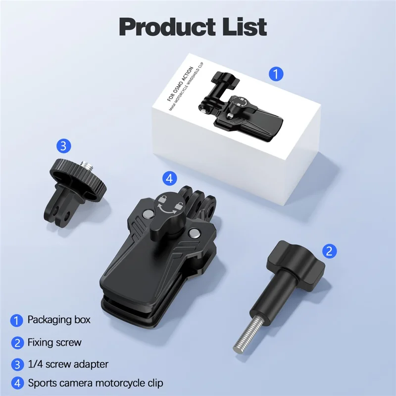 For GoPro Action Camera Motorcycle Windshield Clamp Mount 180 Degree Adjustable Zinc Alloy Camera Holder - Black