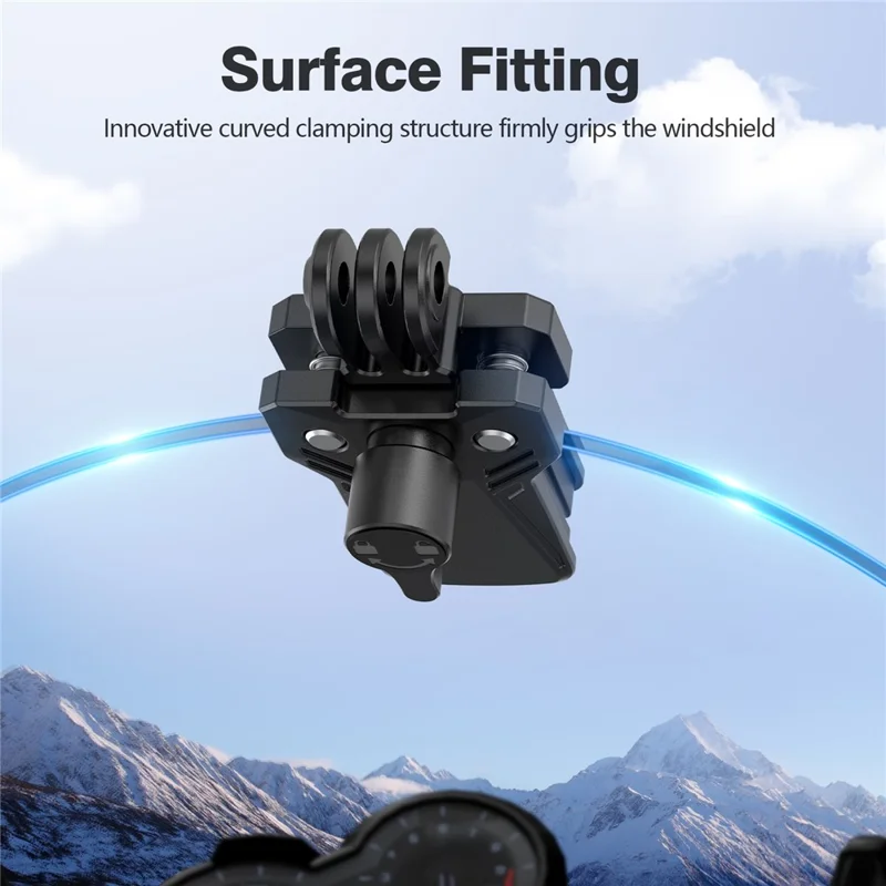 For GoPro Action Camera Motorcycle Windshield Clamp Mount 180 Degree Adjustable Zinc Alloy Camera Holder - Black