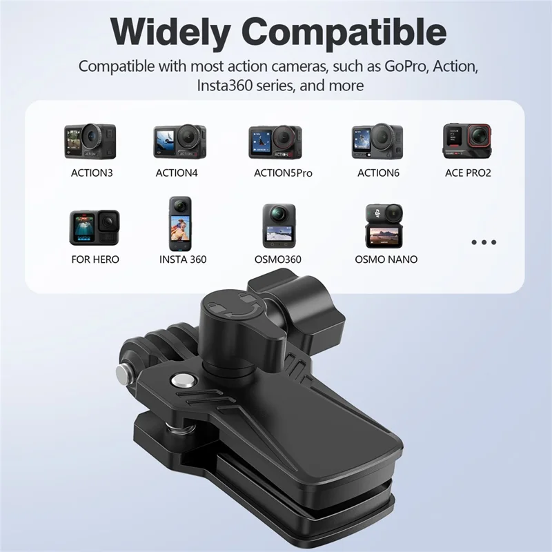 For GoPro Action Camera Motorcycle Windshield Clamp Mount 180 Degree Adjustable Zinc Alloy Camera Holder - Black