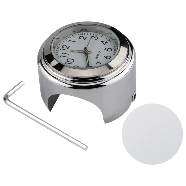 Reloj de Motocicleta de Aleación de Aluminio 22-25.4mm Manillar Reloj Luminoso / Termómetro - Reloj / Carcasa Plateada Esfera Blanca