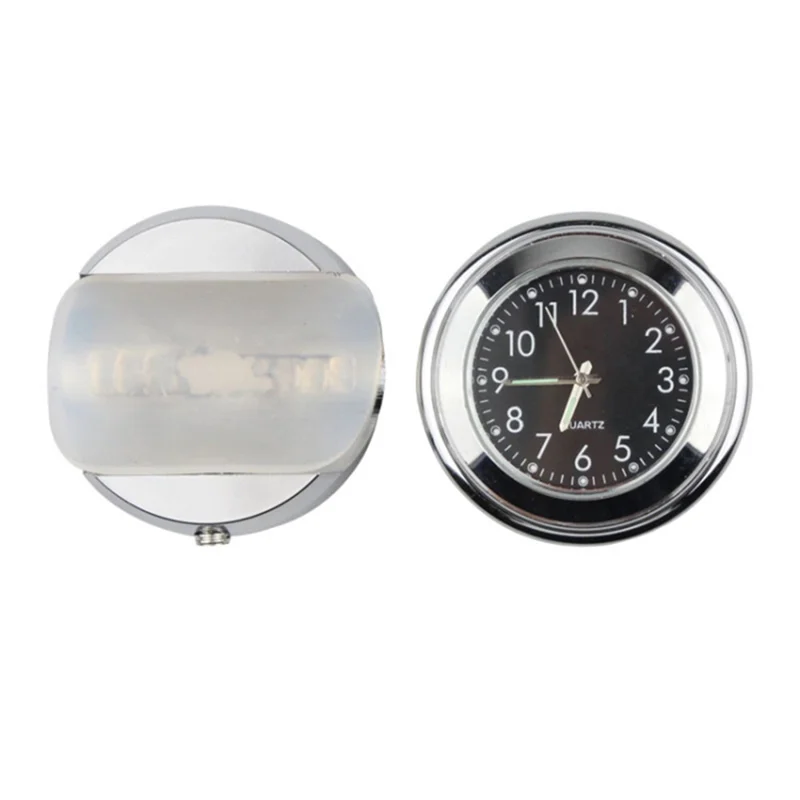 Aluminum Alloy Motorcycle Bike Clock 22-25.4mm Handlebar Luminous Clock / Thermometer - Clock / Silver Shell Black Dial