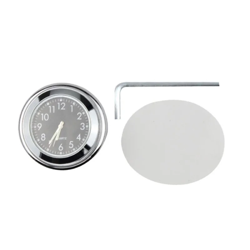 Aluminum Alloy Motorcycle Bike Clock 22-25.4mm Handlebar Luminous Clock / Thermometer - Clock / Silver Shell Black Dial