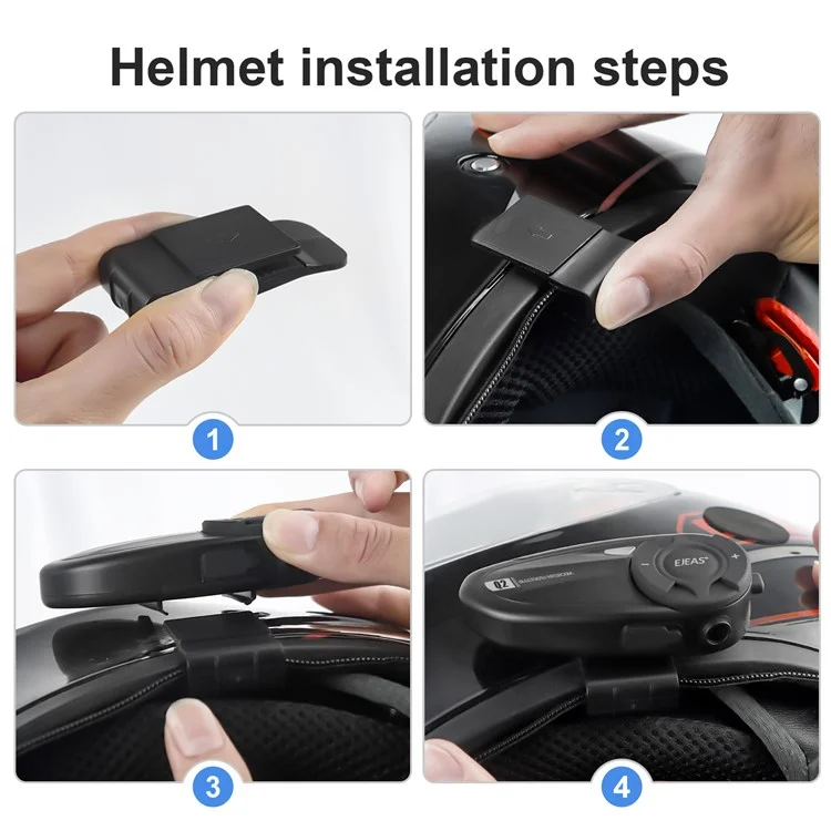 EJEAS Q2 Motorcycle Helmet Bluetooth-compatible Intercom 2 Rider Waterproof Walkie-Talkie Support FM Function, 3s Pairing