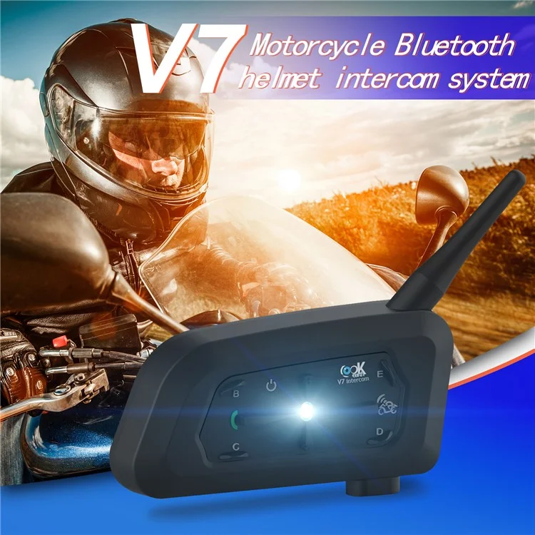 EJEAS V7 Motorcycle Helmet Bluetooth 5.0 Intercom 7 Riders 700m Walkie-Talkie System IP65 Waterproof