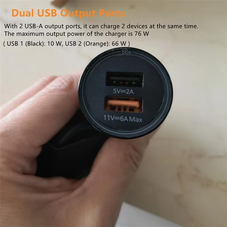 Chargeur de voiture super rapide HUAWEI P0006 66 W max avec 2 ports de sortie USB-A