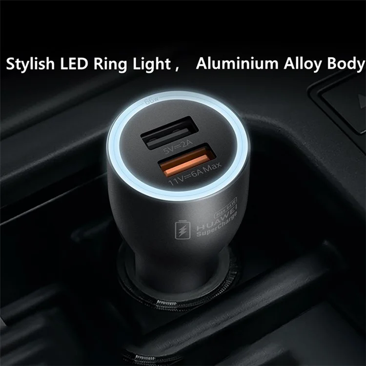 Chargeur de voiture super rapide HUAWEI P0006 66 W max avec 2 ports de sortie USB-A