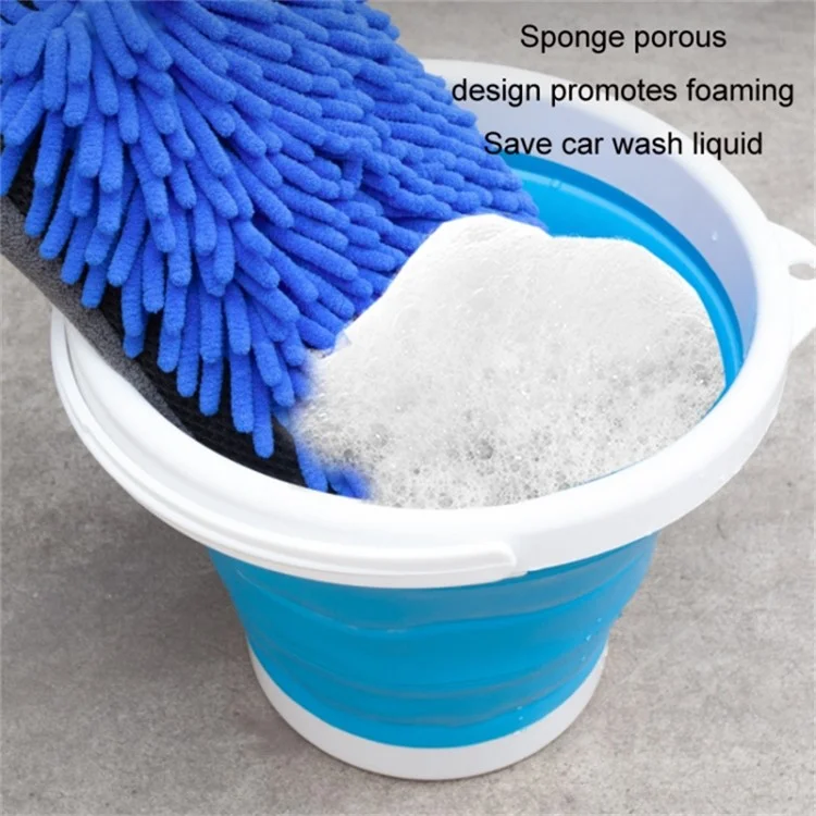 2PCS Chenille Car Wiping Gloves Double-Sided Coral Fleece Housework Dust Wool Bear Paw Car Cleaning Tool - Blue