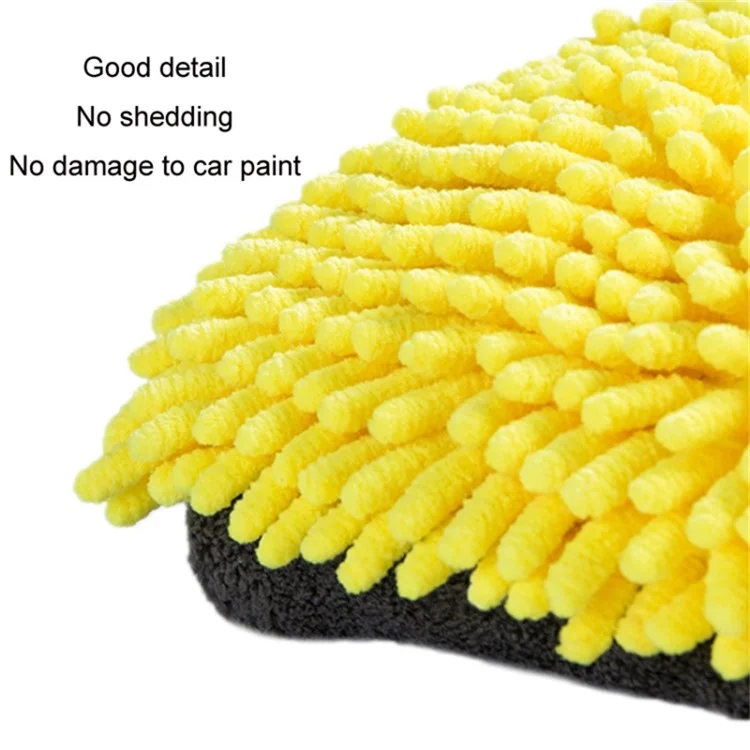 2PCS Chenille Car Wiping Gloves Double-Sided Coral Fleece Housework Dust Wool Bear Paw Car Cleaning Tool - Blue