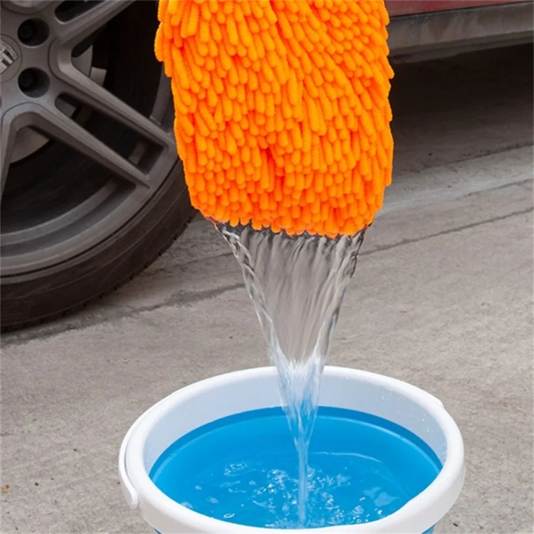 2PCS Chenille Car Wiping Gloves Double-Sided Coral Fleece Housework Dust Wool Bear Paw Car Cleaning Tool - Blue