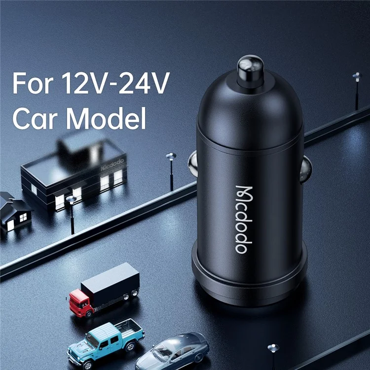 MCDODO CC-7491 PD 30W Cargador rápido de coche de puerto único mini con conector tipo C, negro