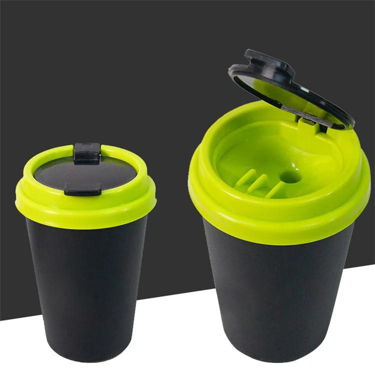 CARFU AC-802 ABS Car Ashtray with Lid Vehicle Interior Garbage Can Ashtray - Green