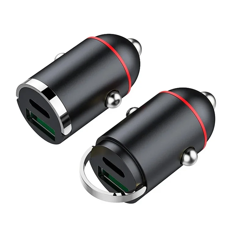 USB+Type-C Dual Port Car Charger 100W Fast Charging Mini Charging Adapter with Handle