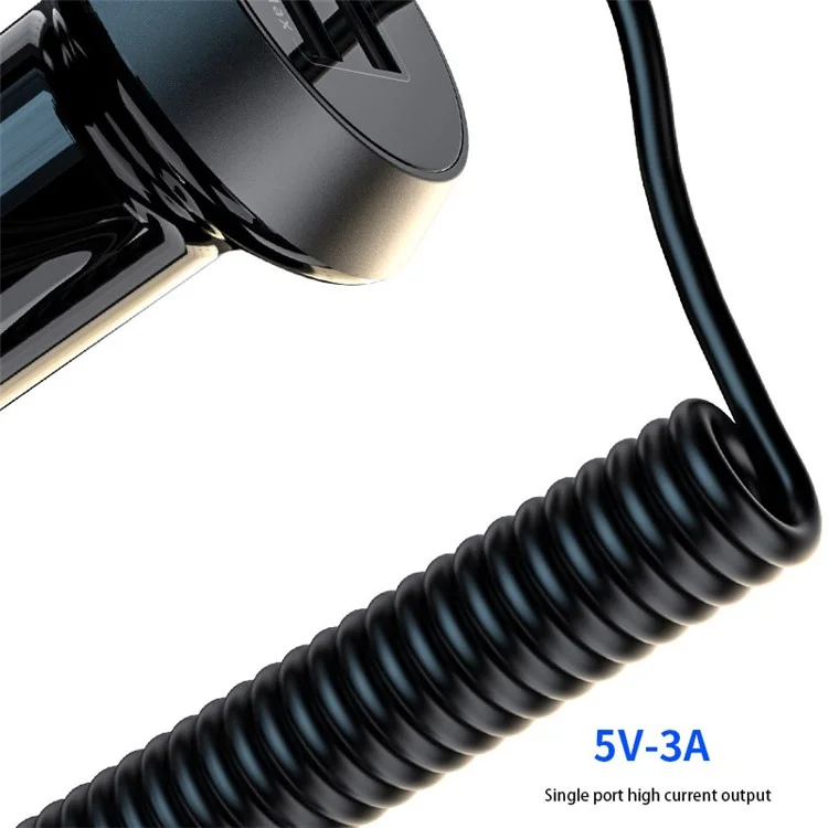 R3X Dual USB Car Charger PC Phone Charging Adapter with 3-in-1 Cable - Black