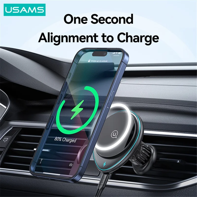 USAMS US-CD222 JC Series Car Magnetic Wireless Charger Air Vent Phone Charging Bracket