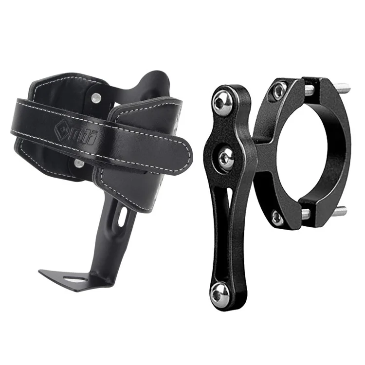 ODI Bike Mount Genuine Cow Leather Water Bottle Holder Cycling Kettle Holder, with Converter - Black