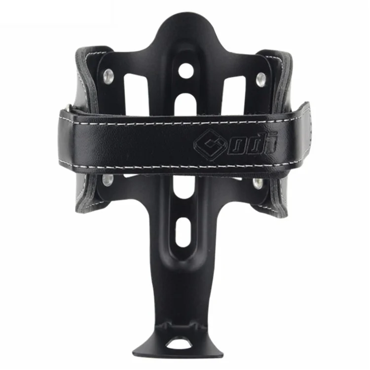 ODI Bike Mount Genuine Cow Leather Water Bottle Holder Cycling Kettle Holder, with Converter - Black