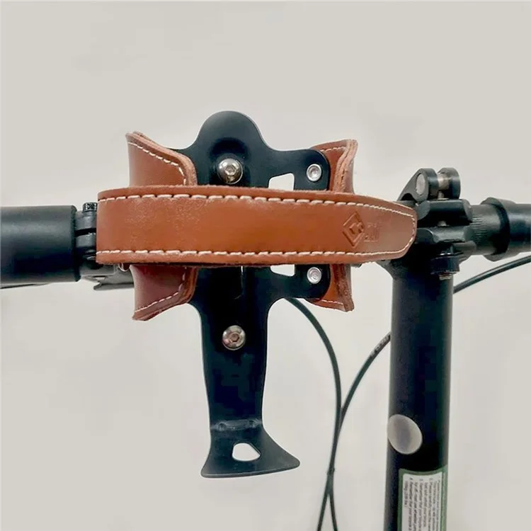 ODI Bike Mount Genuine Cow Leather Water Bottle Holder Cycling Kettle Holder, with Converter - Black